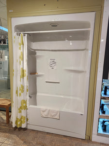 Démonstrateur: Baignoire-douche monobloc en acrylique blanc Allia TSR-6032 avec drain à gauche