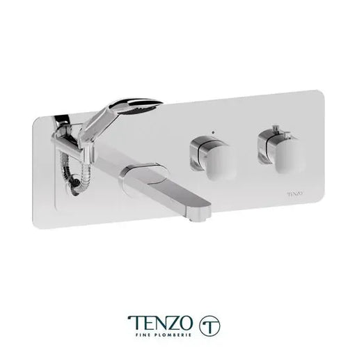 Robinet de bain mural avec boyau rétractable DELANO
