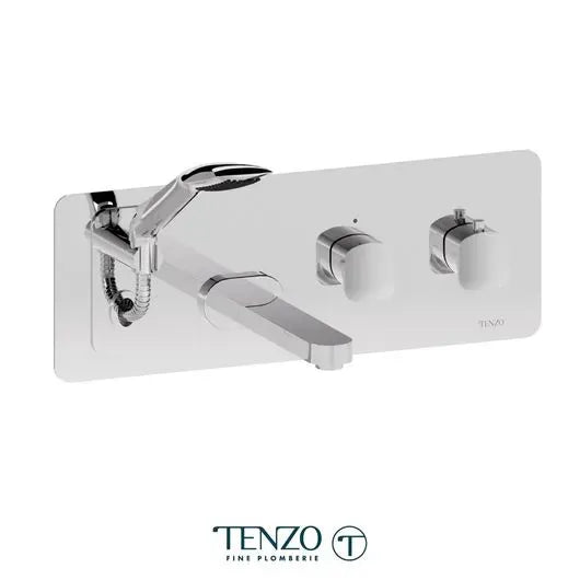Robinet de bain mural avec boyau rétractable DELANO