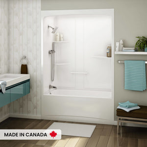 Démonstrateur: Baignoire-douche monobloc en acrylique blanc Allia TSR-6032 avec drain à gauche